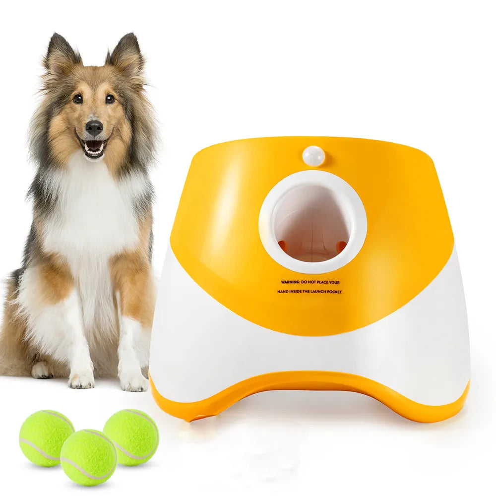 Rechargeable automatic tennis ball launcher for dogs, indoor and outdoor use
