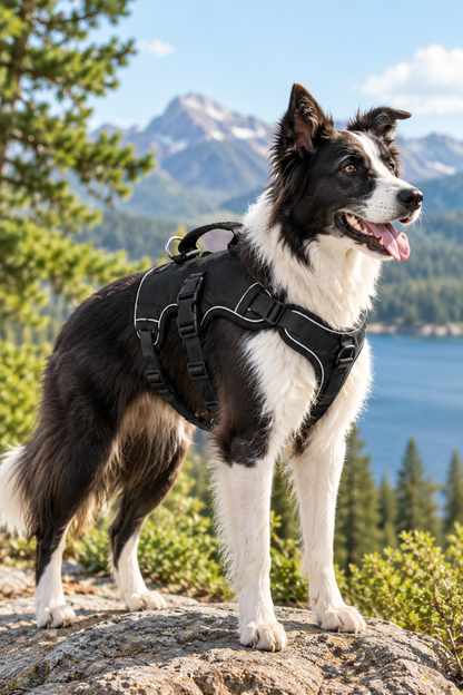 Padded dog harness with quick-release buckles and grip handle