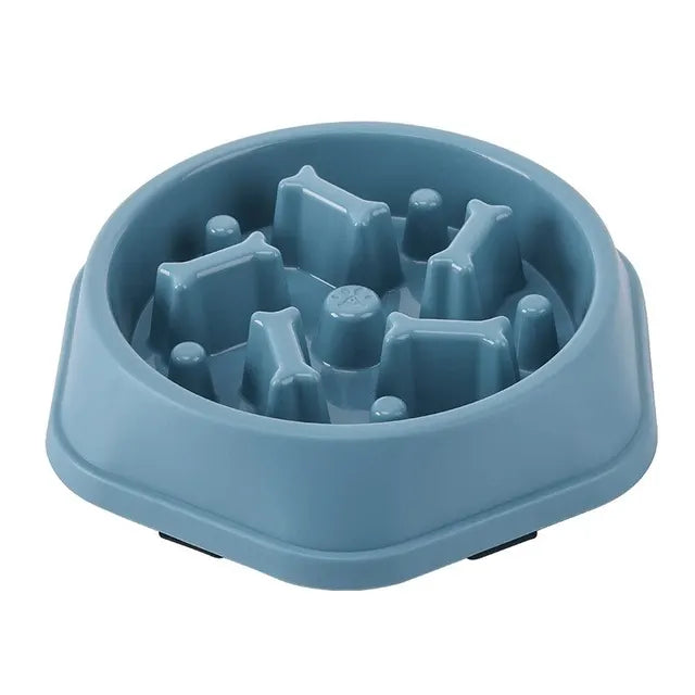 Close-up of slow feeder bowl maze design